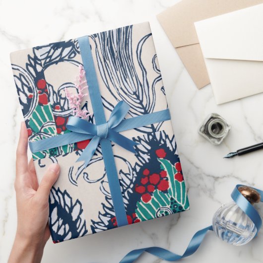 Botanisches Pochoir-Muster orientalisch Samarkande Geschenkpapier (Schenken)