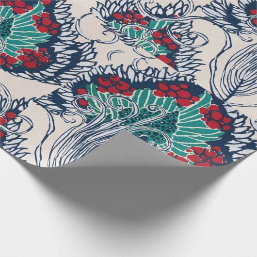 Botanisches Pochoir-Muster orientalisch Samarkande Geschenkpapier (Ecke)