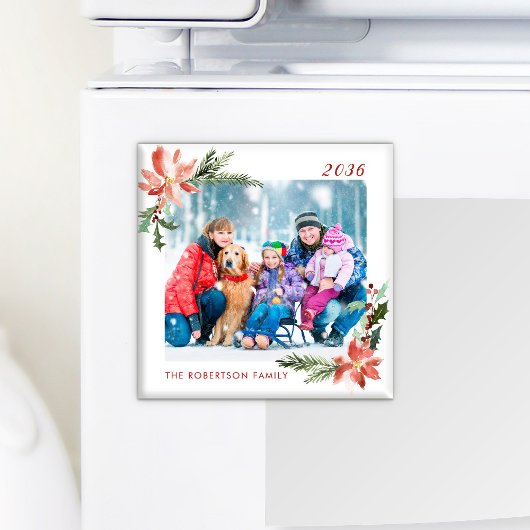 Botanisches Poinsettia-Foto Magnet