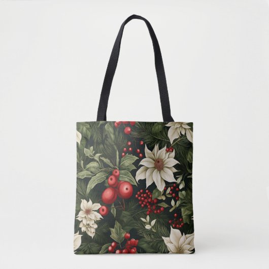 Botanisches Poinsettia Weihnachtsmuster Tasche (Vorderseite)