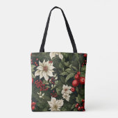 Botanisches Poinsettia Weihnachtsmuster Tasche (Rückseite)