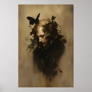 Botanisches Porträt der Seele Dark Academia Druck Poster