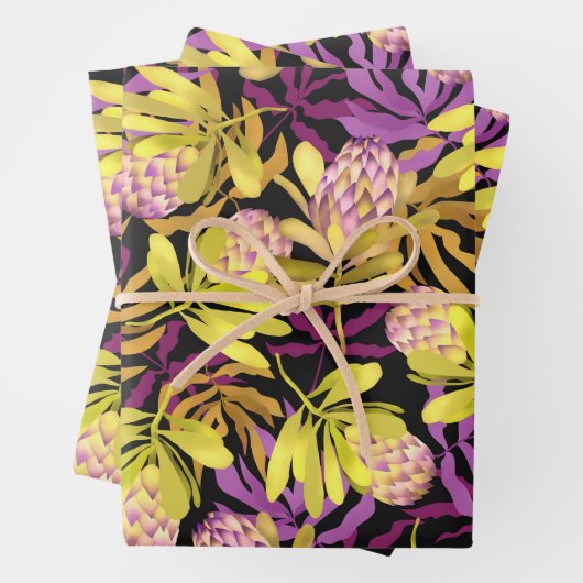 Botanisches Protea-Umschlagpapier für wild lebende Geschenkpapier Set (Beispiel)