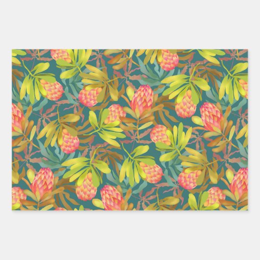 Botanisches Protea-Umschlagpapier für wild lebende Geschenkpapier Set (Vorderseite 2)
