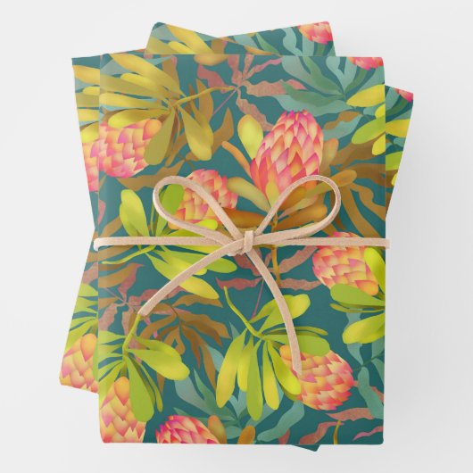 Botanisches Protea-Umschlagpapier für wild lebende Geschenkpapier Set (Beispiel)