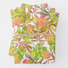 Botanisches Protea-Umschlagpapier für wild lebende Geschenkpapier Set