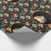 Botanisches Raccoon Anpassen von Text und Farbe Geschenkpapier (Ecke)