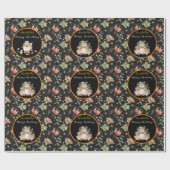 Botanisches Raccoon Anpassen von Text und Farbe Geschenkpapier (Flach)