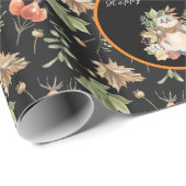 Botanisches Raccoon Anpassen von Text und Farbe Geschenkpapier (Rolleneckpunkt)