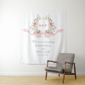 Botanisches Regency-Wappen-Hochzeit in Rosa Wandteppich (Beispiel)