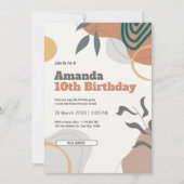 Botanisches Retro 10. Geburtstagsfeier Einladung (Vorderseite)