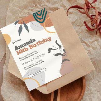 Botanisches Retro 10. Geburtstagsfeier Einladung