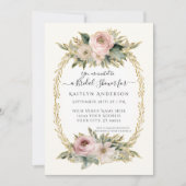 Botanisches Rosa Blume mit Gold Brautparty (Vorderseite)