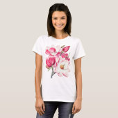 Botanisches Rosa Blume T-Shirt (Vorne ganz)