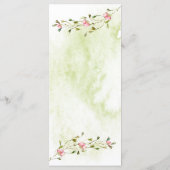 Botanisches Rosa Blume Wasserfarben Wash Menükarte (Rückseite)