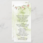 Botanisches Rosa Blume Wasserfarben Wash Menükarte (Vorne/Hinten)