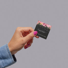 Botanisches Rosa Blumenzwiebeln Glitzer Quadratischer Aufkleber