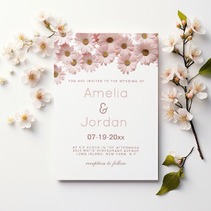 Botanisches Rosa-Braun-Blütenhochzeit Einladung