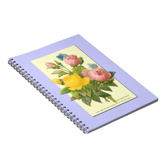 Botanisches Rosa-Gelb-Rosen-Notebook Notizblock (Rechte Seite)