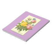 Botanisches Rosa Gelbe Rosen Notizblock (Rotiert)