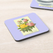 Botanisches Rosa Gelbe Rosen Untersetzer (Linke Seite)