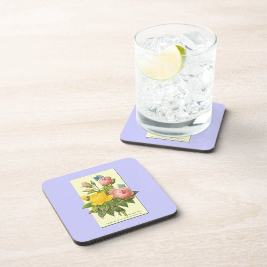 Botanisches Rosa Gelbe Rosen Untersetzer (Rechte Seite)