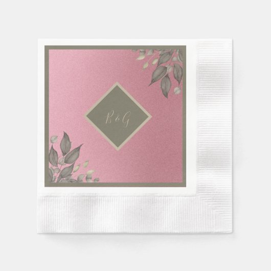 Botanisches Rosa Glitzer Glam Wedding Serviette (Vorderseite)