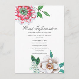 Botanisches rosa grünes Blumengast-Informationskar Begleitkarte