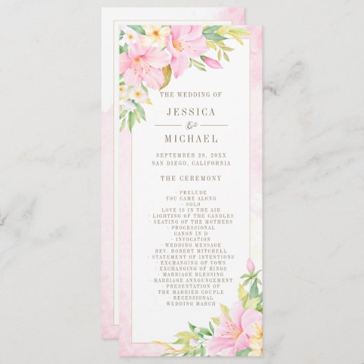 Botanisches Rosa Hochzeit im eleganten Wasser Programm (Vorne/Hinten)