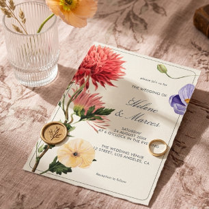 Botanisches Rosa Lila Florales Gartenhochzeit Einladung