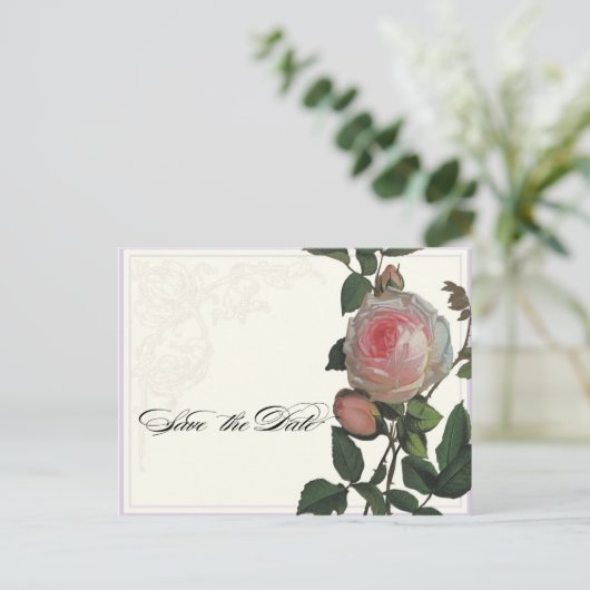 Botanisches Rosa, Lilac Save the Date Postkarte (Stehend Vorderseite)