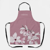 Botanisches Rosa Magnolia Custom Schürze (Vorderseite)