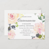 Botanisches Rosa Quinceanera Einladung (Vorne/Hinten)