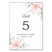 Botanisches Rosa Rosengrün Tischnummer (Rückseite)