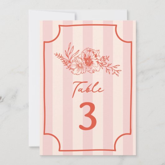 Botanisches Rosa Stripensehen Einladung (Vorderseite)