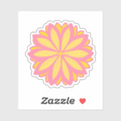 Botanisches Rosa und Gelbe Blume Aufkleber (Blatt)