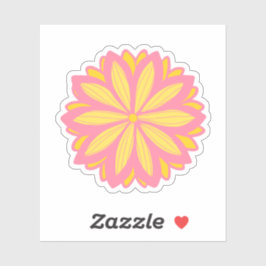 Botanisches Rosa und Gelbe Blume Aufkleber