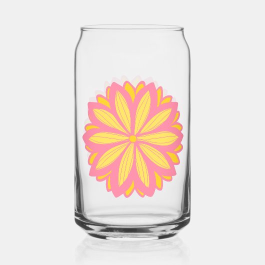 Botanisches Rosa und Gelbe Blume Dosenglas (Rückseite)