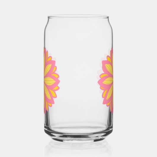 Botanisches Rosa und Gelbe Blume Dosenglas (Rechts)