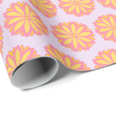 Botanisches Rosa und Gelbe Blume Geschenkpapier (Rolleneckpunkt)