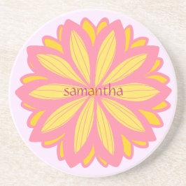 Botanisches Rosa und Gelbe Blume Getränkeuntersetzer