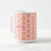 Botanisches Rosa und Gelbe Blume Kaffeetasse (Vorderseite Links)