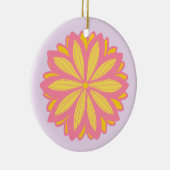 Botanisches Rosa und Gelbe Blume Keramik Ornament (Rechts)