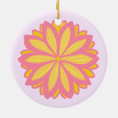 Botanisches Rosa und Gelbe Blume Keramik Ornament (Hinten)