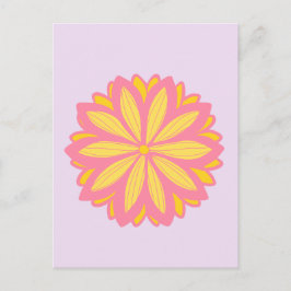 Botanisches Rosa und Gelbe Blume Postkarte