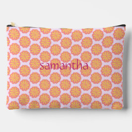 Botanisches Rosa und Gelbe Blume Zubehörtasche