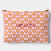 Botanisches Rosa und Gelbe Blume Zubehörtasche (Rückseite)