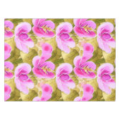 Botanisches Rosa und goldene Blume Tischdecke (Vorderseite (Horizontal))