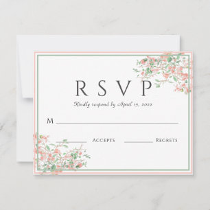 Botanisches Rosa und grünes Boho Hochzeit Karte