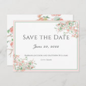 Botanisches Rosa und grünes Boho Save the Date (Vorne/Hinten)